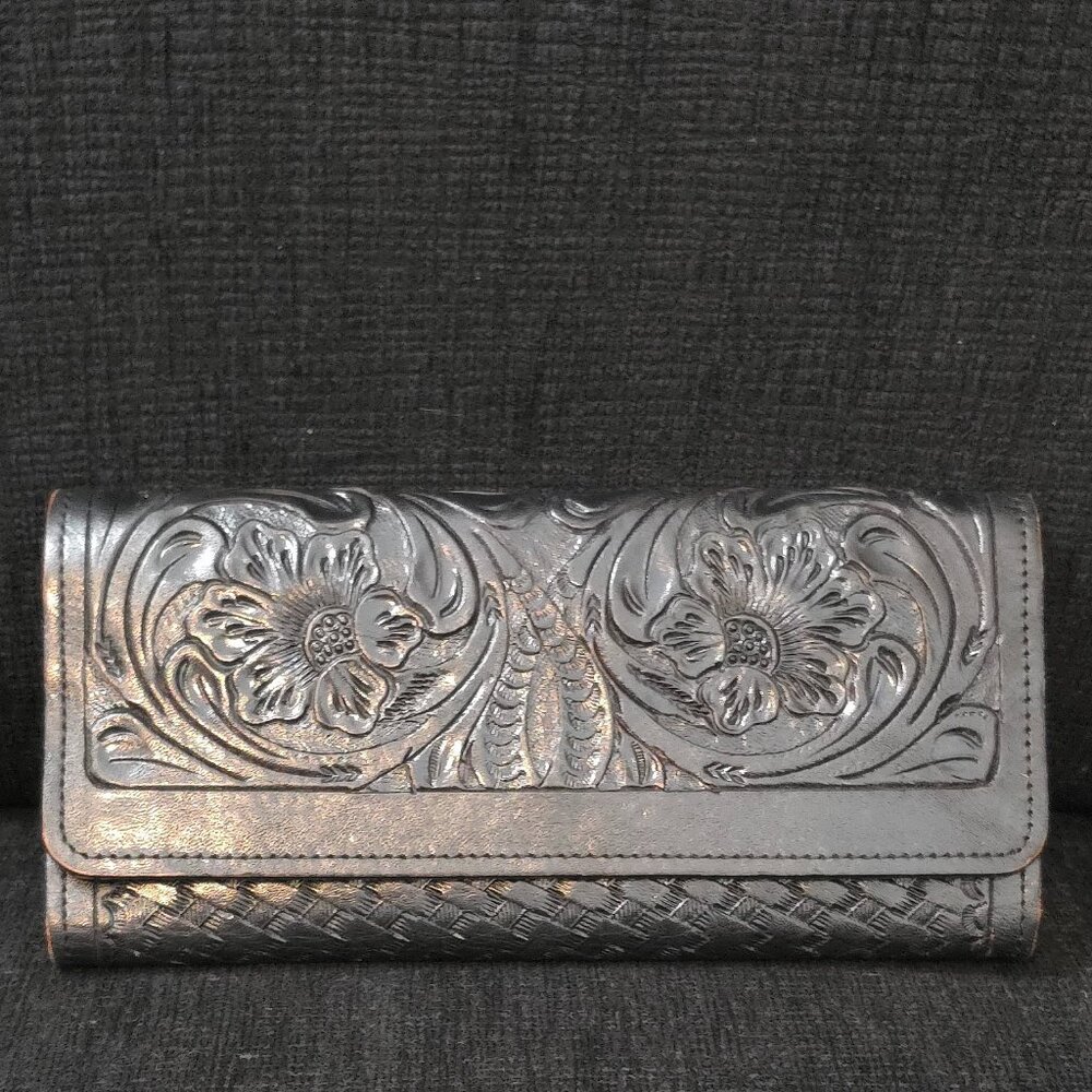 Alejandro Yeo Black Leather Tooled Wallet